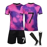 Jcoscloing Camiseta de Fútbol para Niños, Conjunto de Camiseta de Fútbol, Camiseta de Fútbol Número 7, Camiseta de Fútbol para Niños, Pantalones Cortos y Calcetines de Camiseta de Fútbol