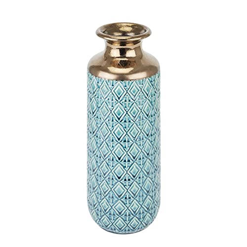 Image of Hill Interiors Seville Collection Paragon Flute Vase (One Size) (Antique Gold/Pale Teal)