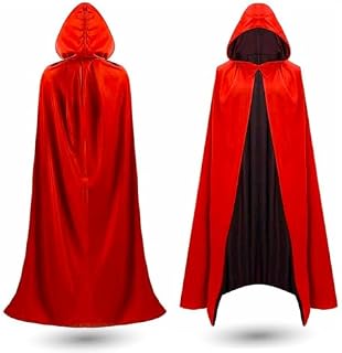 TK Gruppe Timo Klingler peleryna wampira z kapturem, przebranie Halloween dla dzieci i dorosłych, dwustronna, czerwono - czarna