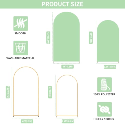 Image of 2 Pack Arch Backdrop Stand and Cover Set (7.2FT /6FT), Balloon Arch Stand
