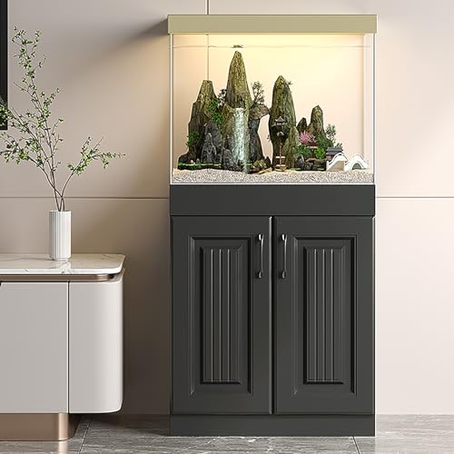 XRRJFYH Aquarium Schrank, Aquarium Tisch, Aquarium Unterschrank, Aquariumschrank, Aquariumständer, Terrarientisch(Black,60x40x75cm/24x16x30in)