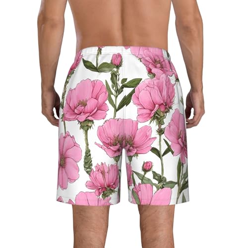 Garden Peony Men's Quick Dry Beach Shorts Swim Trunks with Pockets Board Shorts3