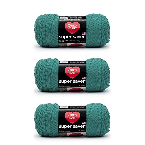 Image of Red Heart Super Saver Jade Yarn - 3 Pack of 198g /7oz - Acrylic - 4 Medium (Worsted) - 364 Yards - Knitting /Crochet