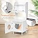 SEOCCTV Hidden Cat Litter Box Furniture, Modern Industrial Cat Litter Box Enclosure with Storage Cabinet and Door Wooden Pet Washroom End Table with Shelves and Storage Shelves for Indoor All Cats