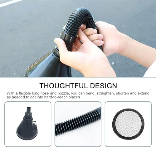 JawGrew 1 funil de combustível de carro, 14,5 cm x 39,5 cm de espessura, filtro de plástico de engen