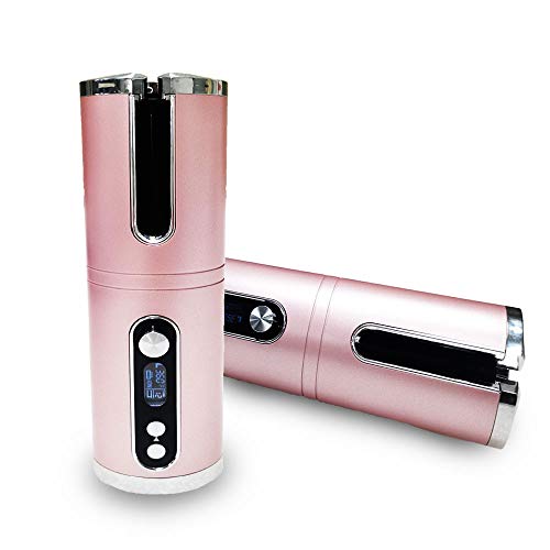 Cordless Auto Hair Curler, Automatic Curling Iron and Heating Ceramic Barrel Hair Curling Wand with LCD Temperature Display and Timer, Portable Hair Styler for Travel, Ideal for Curls or Waves
