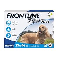 Frontline Plus for Dogs Medium Dog (23-44 pounds) Flea and Tick Treatment, 6 Doses
