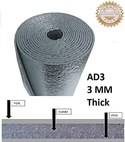 US Energy Products 200sqft Reflective Foam Insulation Heat Shield Thermal Insulation 2'x100' AD3 DIY Insulation Weatherization Water Proof/Meets Fire Codes/Made in USA