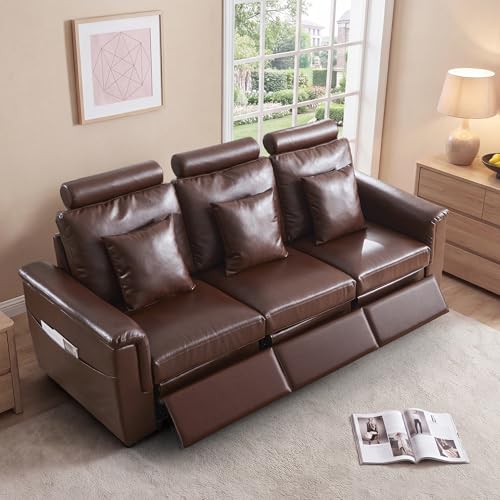 Image of RARZOE Modular Sectional Couch Armrests Module, Faux Leather Armrests Modular Sofa Side Part, Modular Sectional Sofa Module for Living Room Home Theater, Brown
