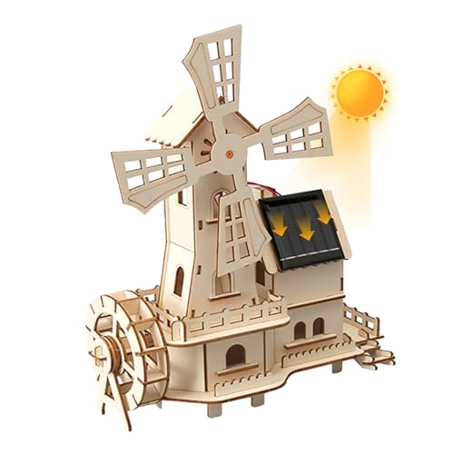 Solarbetriebenes 3D Holzpuzzle, DIY Windmühlenhaus Bausatz, Holzpuzzle, Bastelset, Hölzernes Modell Gebäude Geschenk Für Teen Und Erwachsene Für Urlaub Und Weihnachten