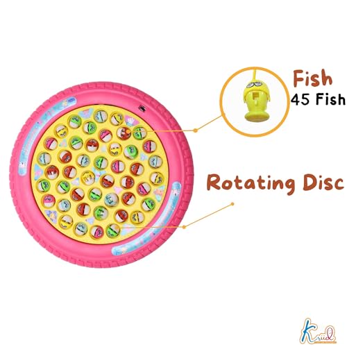 Image of Hasbro Peppa Pig Musical Fishing Board Game - Rotating Pond with 45 Fishes & 4 Poles - Educational Pink Magnetic Toy for Kids 3+ Years - Interactive Fast-Action Game for 1-4 Players