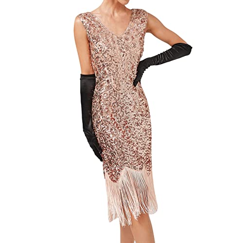 Robe vintage femme aux perles brodées main et paillettes scintillantes de qualité