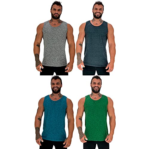 Kit 4 Regata Clássica Tradicional Masculina MXD Conceito Academia Musculação Treino Gym Sem Estampas