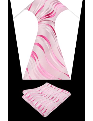Image of Alizeal Mens 3.15'' Gradient Novelty Pattern Tie Set with Pocket Square Casual Color Tie Set