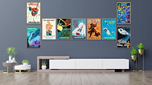 Vintage Disney Posters, Space Mountain, Pirates Of The Caribbean, Its A Small World, Star Tours, Astro Blasters, Disney Ride Reproduction Wall Art 11X17 Set Of 9 Disney Ride Posters For Wall #TOP1