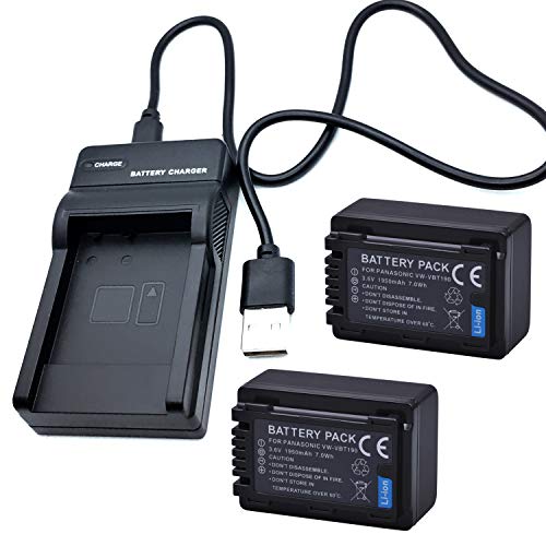 Panasonic 4k Camcorder BM Premium 2-Pack Of VW-VBT190 Batteries For Panasonic Hc V800k Hc Vx1k Hc Wxf1k Hcv510 Hcv520 Hc V550 Hcv710 Hc V720 Hc V750 Hc V770 Hc Vx870 Hc Vx981