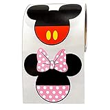 LONGYU Pink Minnie Mouse Head Stickers and Red Mickey Mouse Stickers 140 pcs /Roll Mickey PVC Stickers, Minnie/Mickey Themed Birthday Party Supplies, Children's Birthday Party Derations