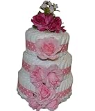 Flower Diaper Cake, Girl Diaper Cake, Flower Theme Diaper Cake, New Mom Gift, Flower Centerpiece, Pink Diaper Cake
