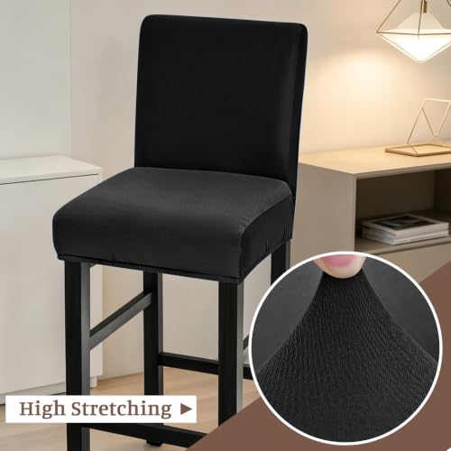 Image of FUANGUI Bar Stool Covers Set of 2, Waterproof Stretch Bar Stool Seat Covers | Washable Removable Bar Chair Covers with Backs Slipcovers, Bar Chair Covers Square for Kitchen Dining Room Cafe