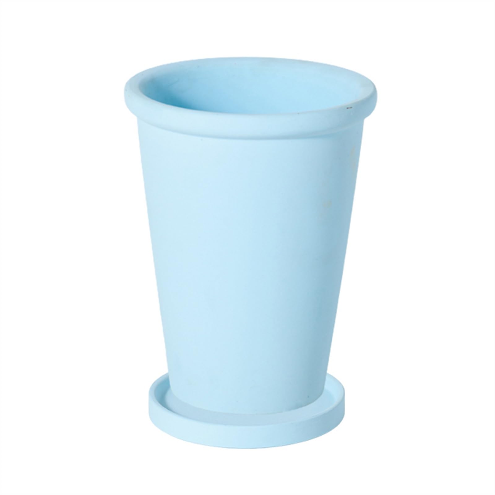 Doniczka kwiatowa Doniczki Jednokolorowe Wysokie Cienkie Okrągłe Grube boczne Doniczki Wysokie Proste z tacą Ceramiczne donice do domu/biura/ogrodu/balkonu Doniczki na Rośliny (Color : Blue, S