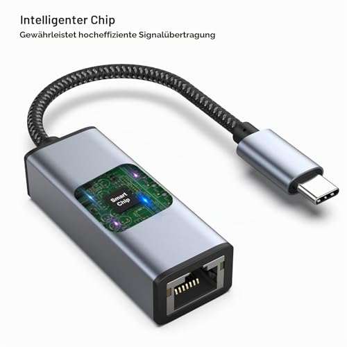 USB C auf Ethernet Adapter, BENFEI Thunderbolt 3 auf RJ45 LAN Netzwerk Adapter Kompatibel für MacBook Pro 2019/2018/2017, MacBook Air und mehr[Nylon geflochten&Aluminum Alloy]