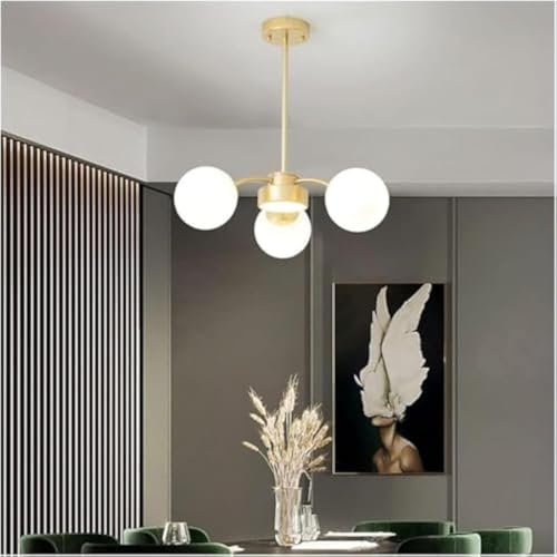 Plafonnier moderne cuivre globe chandelier boule blanche flush mount sputnik - 4