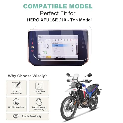 Image of Wisely Premium Screen Guard for HERO XPULSE 210 - Top Model 2025 Bike - TFT Display Digital Meter Protector - HD Clear, Full Cover - Easy Installation Kit - X Pulse Bike Accessories