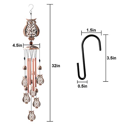 JOBOSI Copper owl Wind Chime, Wind Chimes Outdoor, Owls Gifts for Women, Garden Decor, Yard Decor, owl Memorial Wind Chime, Gifts for Grandma - Thumbnail 5