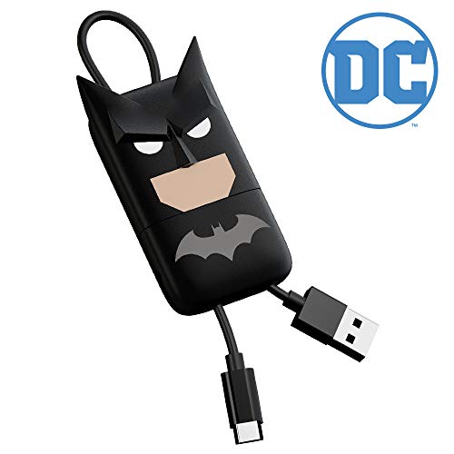 Tribe DC Comics Câble Micro USB de 22 cm, pour Téléphones Portables, Android Samsung Galaxy, Nokia, Huawei, Nexus, LG, Sony, HTC, Quick Charge - Batman