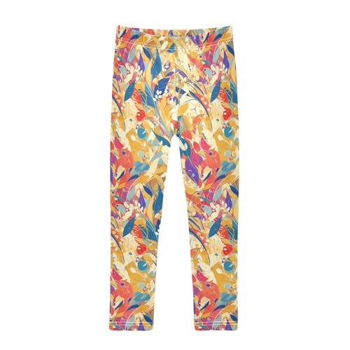 KLL Vintage Floral Pattern Modern Oil Painting Toddler Girl Legging Fashion High Waisted Lounge Pants Running