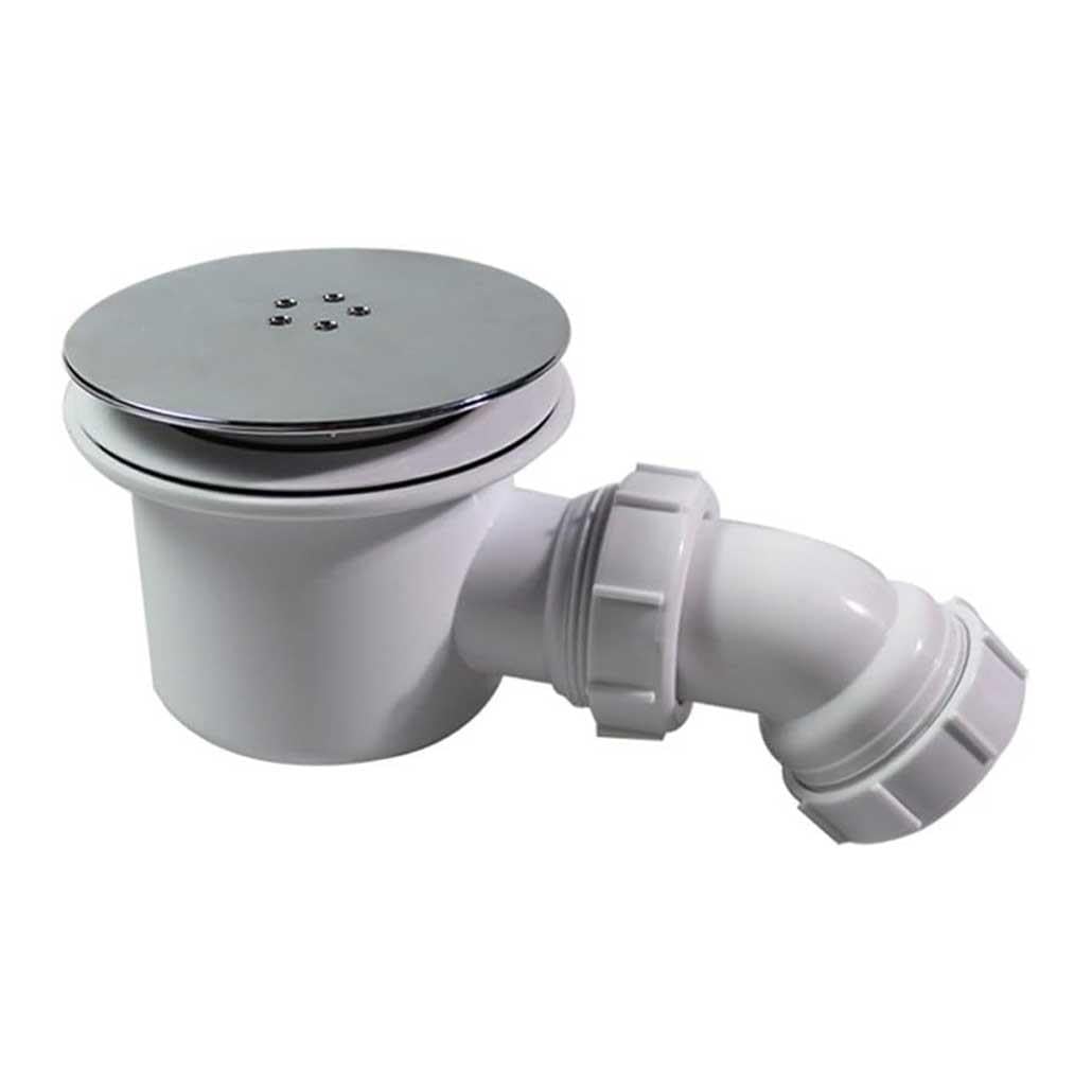 Keyplumb Chrome Shower Waste With Trap Fast Flow Fits 90Mm Tray Holes