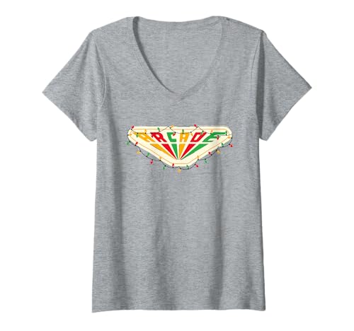 Mujer Stranger Things Palace Arcade Luces de Navidad Camiseta Cuello V