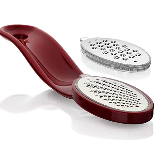 Microplane XL Pro 2-in-1 Foot File/Buffer System for Pedicures and Callus Remover for Cracked Heels (Red)