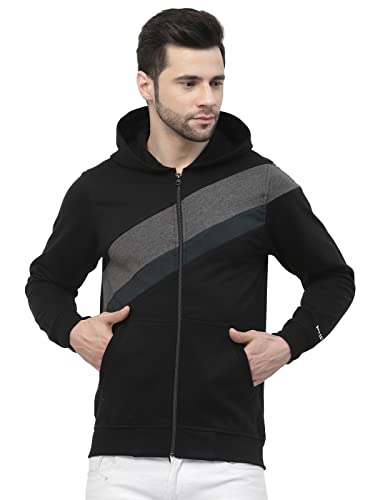 Image of Kalt Men Full Sleeves Zipper Fleece Colour Block Hoodie