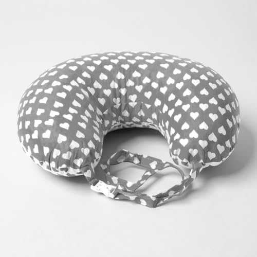 Image of VParents Feeding Pillow, Breast Feeding Pillows Vacuum Packed Cotton Nursing Pillow and Positioner, Breastfeeding, Bottle Feeding, Baby Support Rosy (Gray) 110656