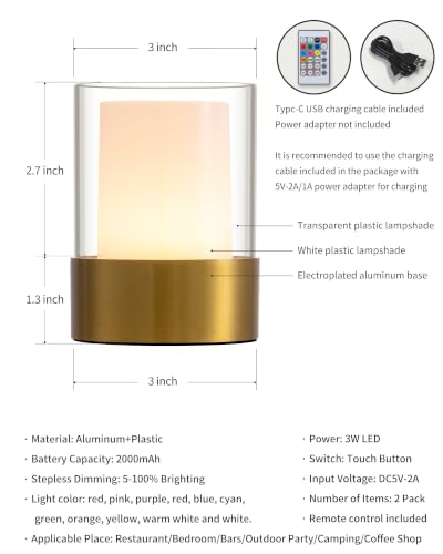 Image of 4 inch RGB Bronze Cordless Table Lamp 2, Small Outdoor Rechargeable Lamp