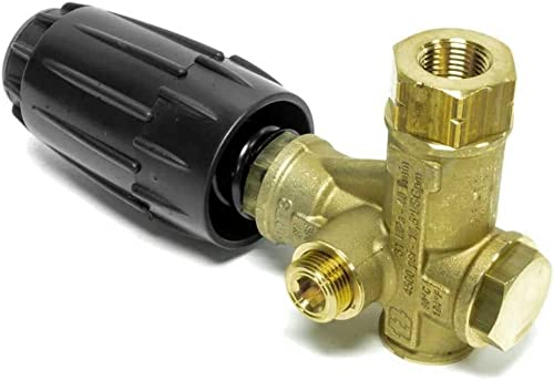 AL607EZ VRT3 Unloader with Easy Start, Inlet : 3/8" MNPT, Outlet : 3/8" MNPT, Bypass : 3/8" FNPT, 4500 psi, 8.0 GPM, 194 Degree F Temperature, Black/Brass