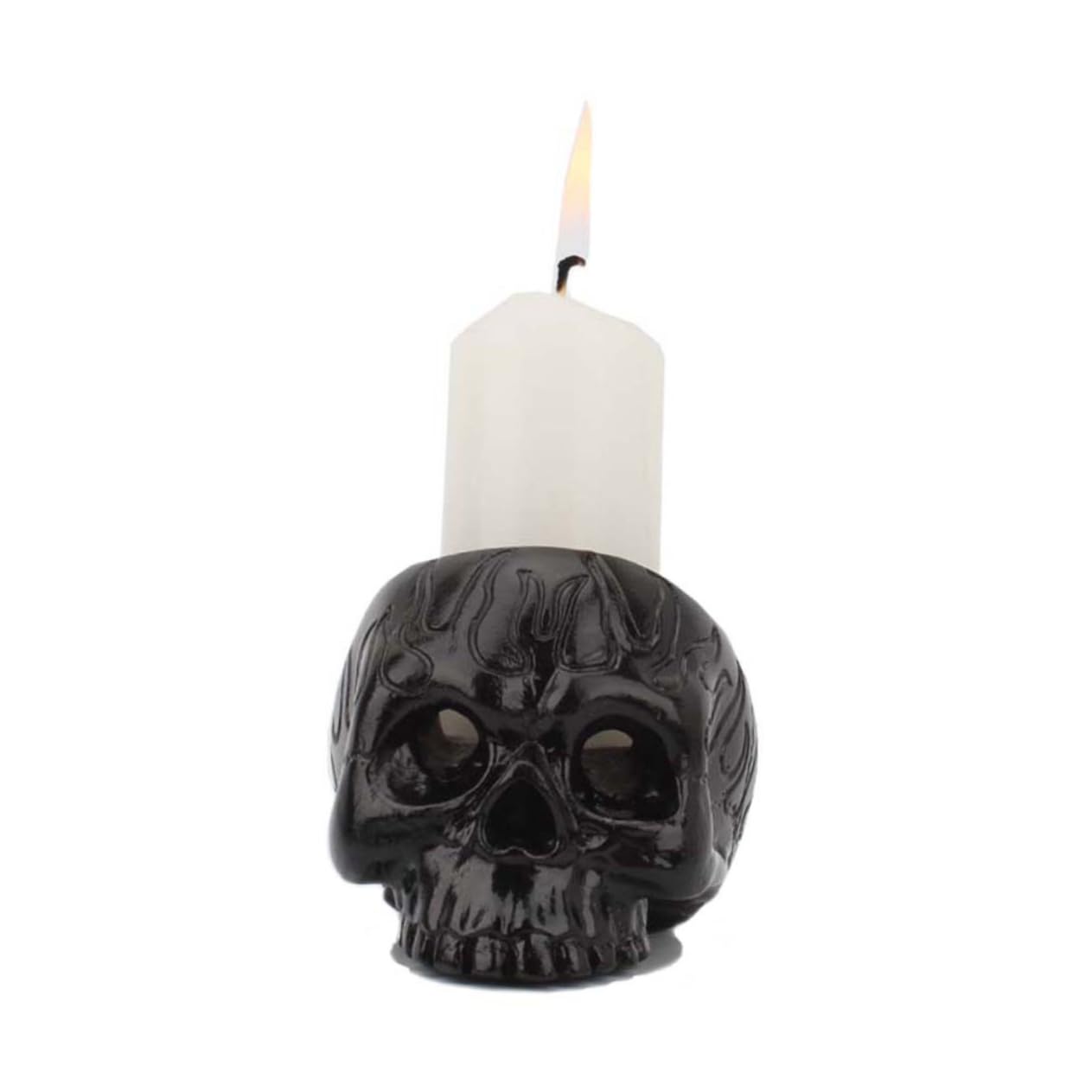 Bougie pilier tête de mort, bougie d'Halloween, bougie gothique squelette, décoration de table de fête d'Halloween, tête de mort en sucre, bougie effrayante, cadeau effrayant, cadeau végétalien - France