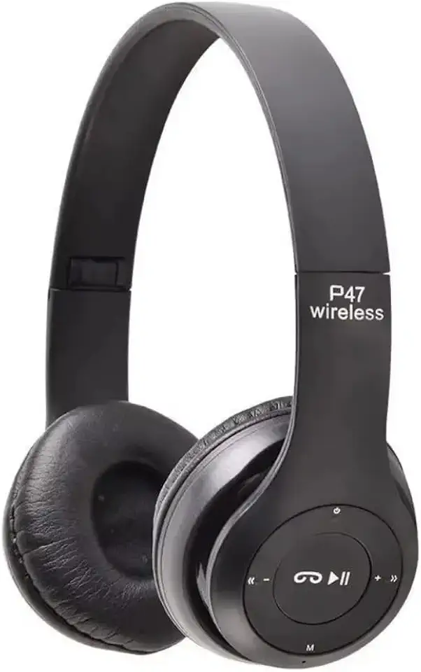 P47 Fone de Ouvido Bluetooth Sem Fio, Headphone Dobrável com Microfone, Rádio FM, Cartão SD, Bateria de Longa Duração, Compatível com Android e iPhone