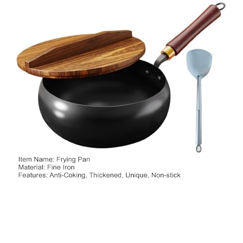 Wok tradicional de hierro forjado con mango de madera miniatura 7