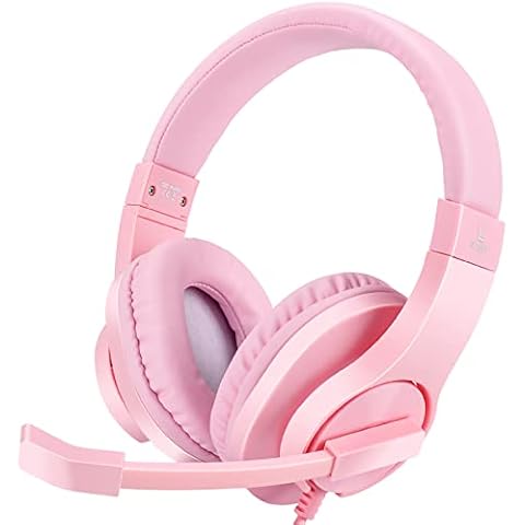 Gaming Headset for Xbox One, PS4, Nintendo Switch, DIWUER Bass Surround and Noise Cancelling 3.5mm Over Ear Headphones with Mic for Laptop PC Smartphones, Pink Cover