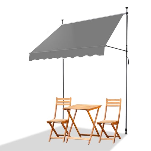 VINGLI Manual Retractable Patio Awning 78"x118" Gray
