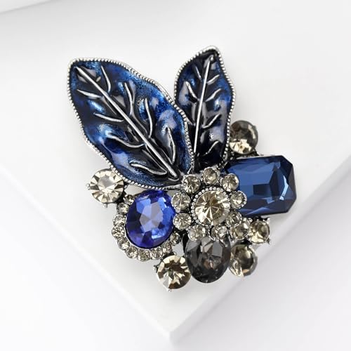 Image of Rhinestone Brooch Pin for Women Elegant Crystal Flower Bouquet Brooches Lapel Pin Wedding Party Dress Accessories for Wife Mom Birthday Gifts