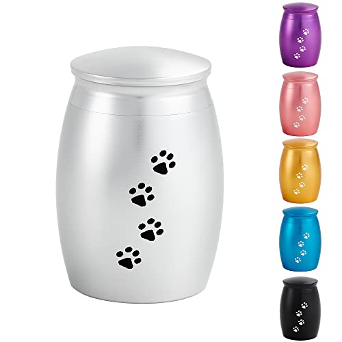Image of Small Urns for Pet Ashes,Silver Mini Urn for Dog /Cats Ashes | 2.67 Inches Pet Keepsake Urn for Fur, Hair, Whiskers or Ashes,Pet Memorial Gift for Loss of Dog or Cat