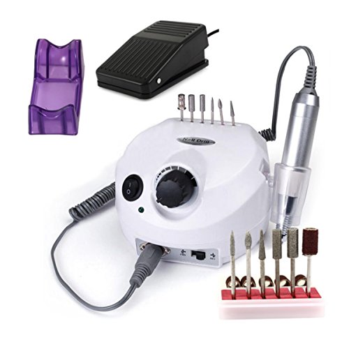 Electric Acrylics Nail Drill, CoastaCloud 110V Professional Manicure Pedicure Nail Drill File Machine Kits with Pedal - White