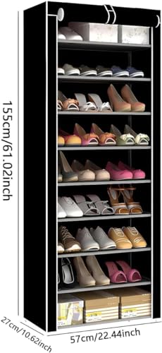 Sapateira com 9 Prateleiras para Organizar Calçados e Objetos (PRETO) - YODHE