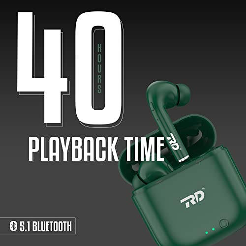 Image of RD TWS-140 Earbuds, 10mm Drivers, 40H Playtime, Upto 80ms Low Latency Gaming Earbuds, ENC Noise Cancellation, Truly Wireless TWS Bluetooth 5.1, IPX4, Voice Assistance | 6 Months Warranty, Dark Green