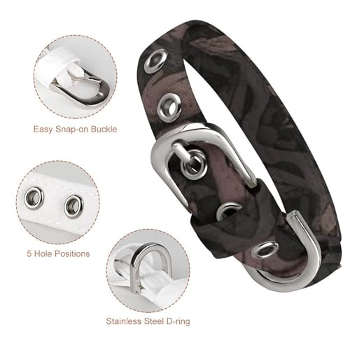 Collier chien personnalisé et réglable imprimé crâne damassé gothique