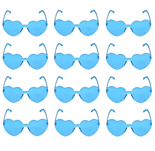 Image of 12 Pairs Heart Glasses Colorful Rimless Heart Shaped Sunglasses Love Glasses for Bachelorette Bride Party Favor