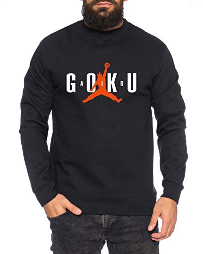 Air Goku Herren Sweatshirt Son Dragon Master Ball Vegeta Turtle Roshi Db, Farbe:Schwarz, Größe:L